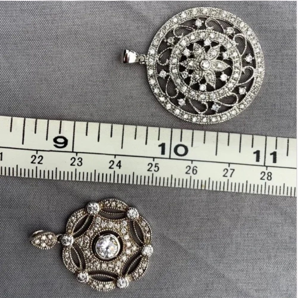 Two Beautiful 925 Sterling Silver Pendants with Cz